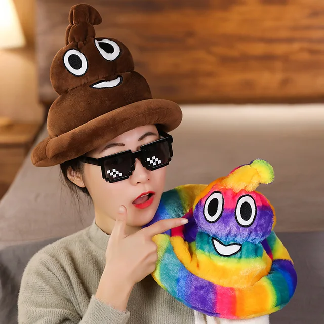 1pc Cartoon Funny Selling Cute Poop Hat Headgear Rainbow Poop Plush Net Celebrity Vibrato Photo Selfie Props 6