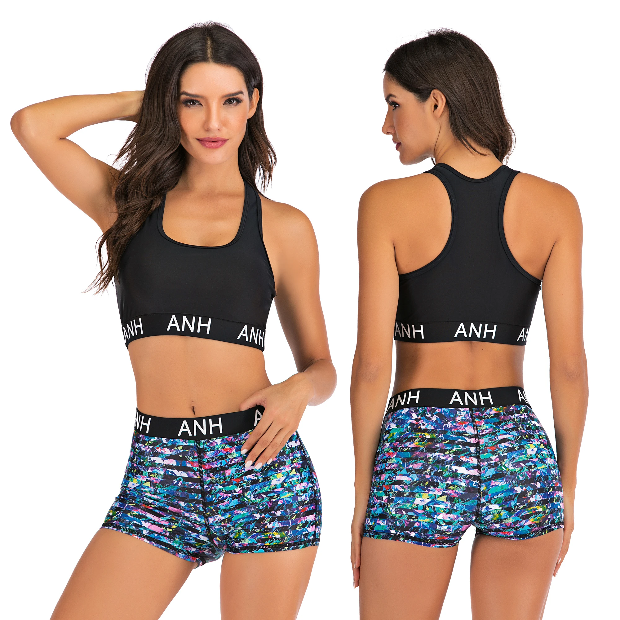 black sports bra swim top