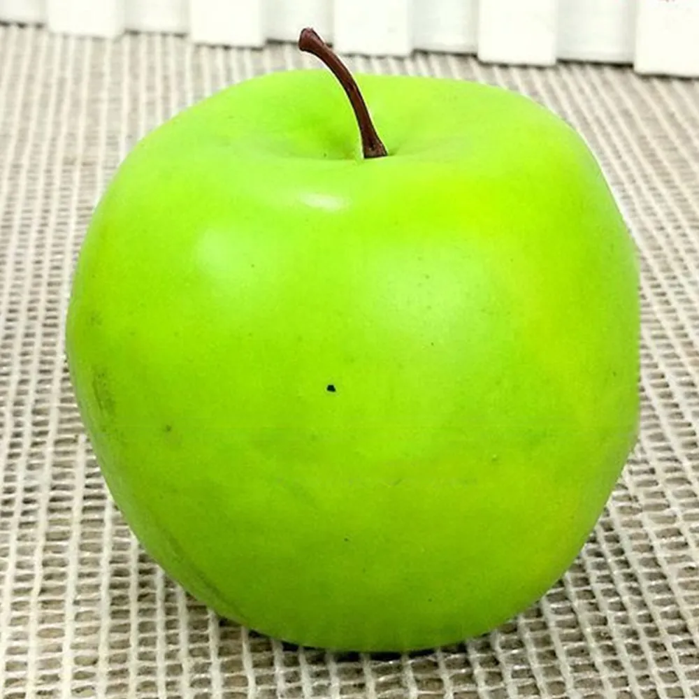 GREEN Искусственные пластиковые модели фруктов Зеленое яблоко поддельные модели фруктов овощей реквизит украшения для дома - Цвет: GREEN