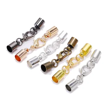 

10PCS/Lot Leather Cord Bracelet Lobster Clasps Hooks 3 4 5 6 7 8 9 10mm Crimps End Tip Caps Connectors For Diy Jewelry Making