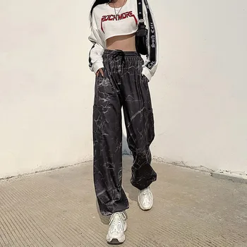 

HOUZHOU Sweatpants Women Tie Dye Hip Hop Solid Loose High Waist Trousers Women 2020 Autumn Winter Hotsale Joggers Women