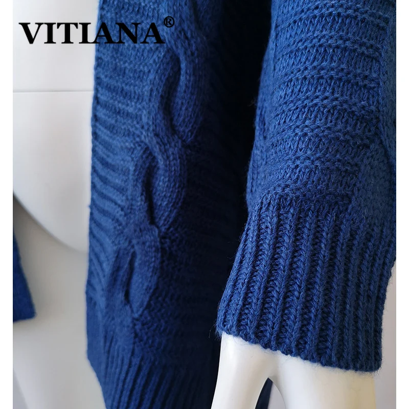 VITIANA, Повседневный свитер, кардиганы для женщин, осень, женский длинный рукав, черный, открытый шов, вязанные свитера, пальто для женщин, зимняя одежда