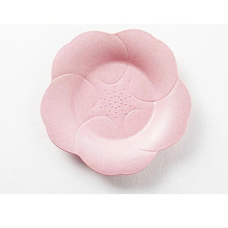 pink Экологически чистая Пшеничная солома карамельный цвет Лепесток Форма Фрукты тарелка гостиная стол сладости десертная фруктовая тарелка - Цвет: pink