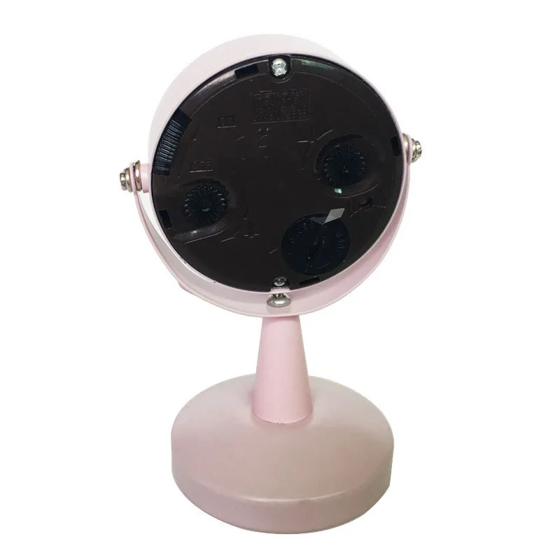 Creative Metal Bedside Small Alarm Clock Birthday Gift Cartoon Rotatable Table Clock Office Desktop Mini Electronic Quartz Clock