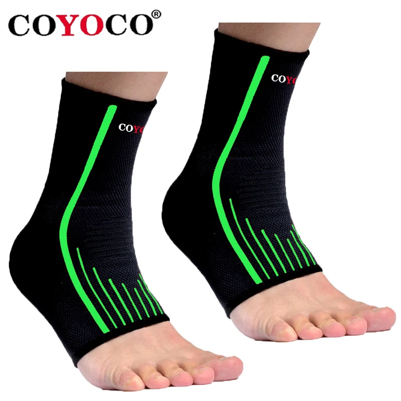 1 Pair Ankle Brace Guard Black Green Anti Sprained Support Coyoco Nylon