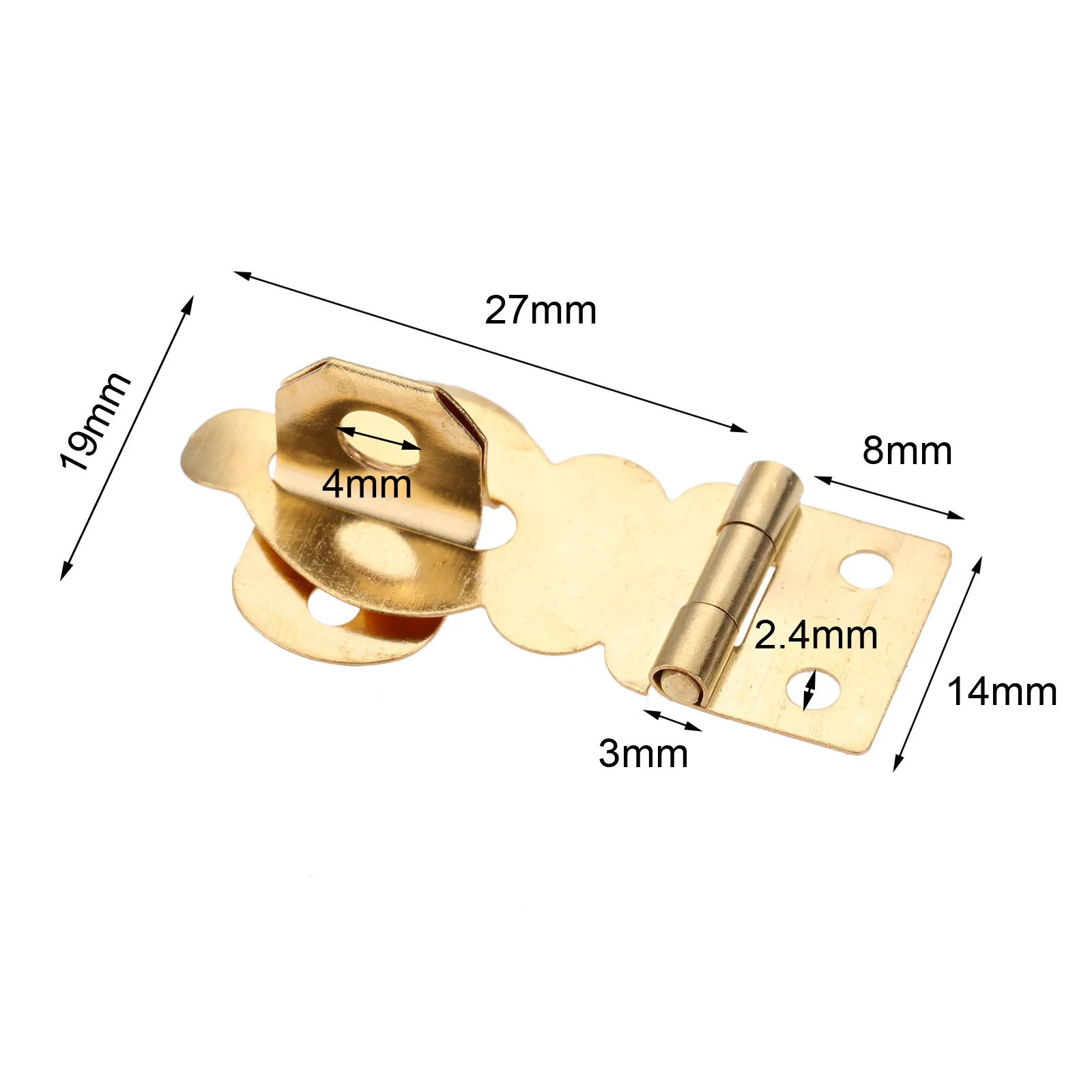 Brass Solid Padlock Hasp Mini Buckles 10Pcs screws Wood Jewelry Box Wine Gift Case Handbag 27*19mm Decor Golden Locks