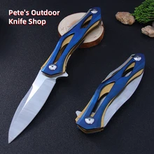 

Colored Titanium Special-Shaped Folding Knifes, All-Steel Structure Ball Bearing Outdoor Knifes Hunting Self-Defense Small KNIF