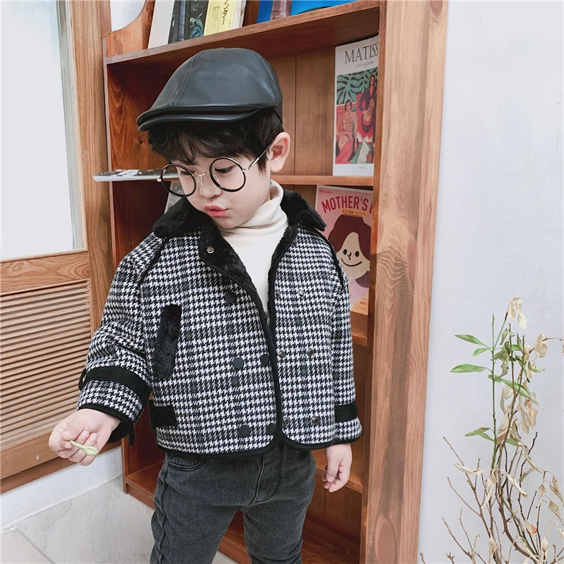 Куртка для мальчиков Повседневные клетчатые куртки в Корейском стиле Детская