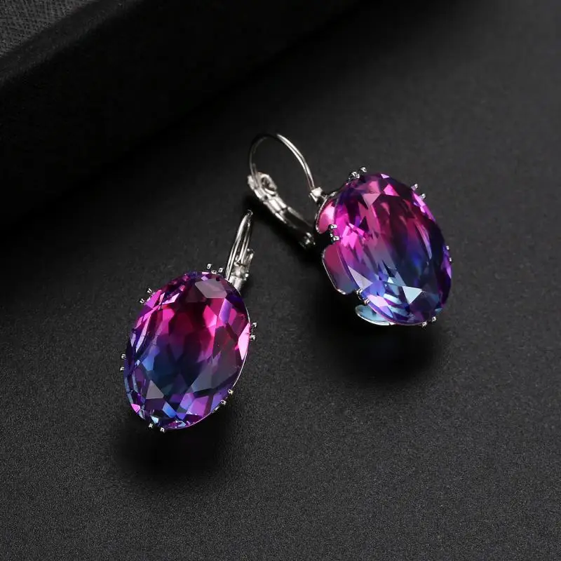 Серьги красочные 13*18 мм Циркон Белое Золото Заполненные Серьги-кольца