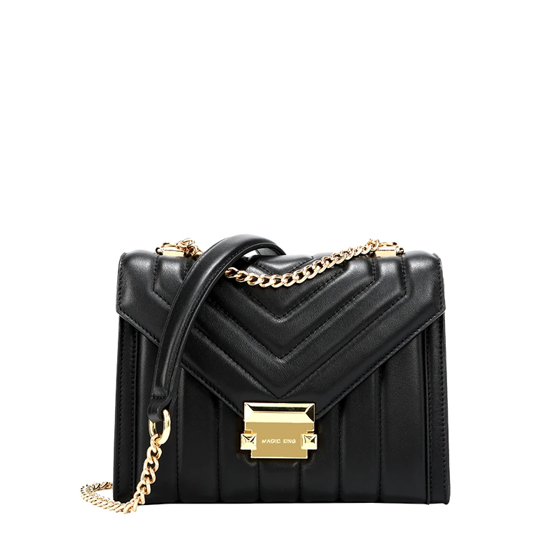 MK letter bag new light luxury women's texture popular small square metal lock chain single shoulder | Багаж и сумки