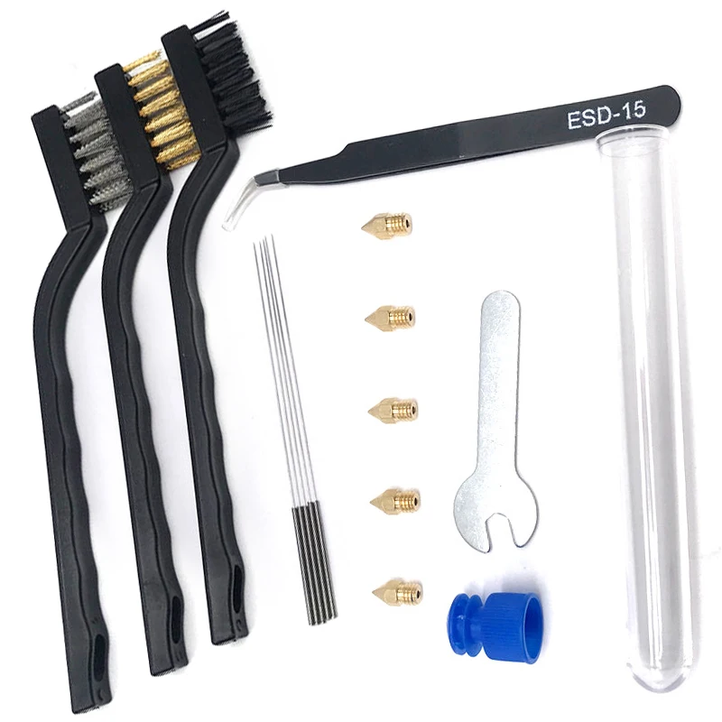 

Инструмент для чистки 3D-принтера, со стальной иглой щетка из медной проволоки мм, Спиннер, гаечный ключ, щетка, запчасти для 3D-принтера, набор инструментов, 0,4