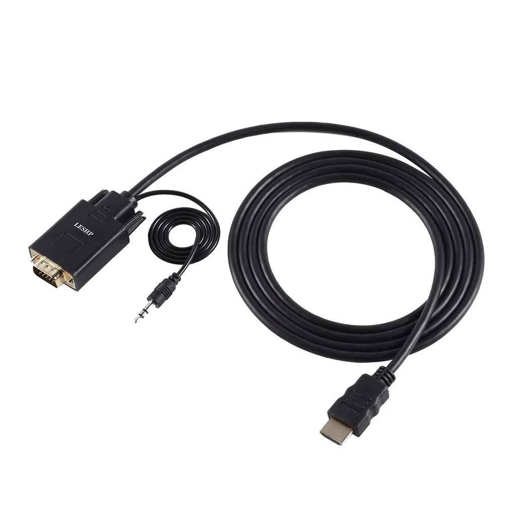 Male-Male 1.8m Amkle HDMI-VGA Кабель-адаптер HDMI VGA Кабель-конвертер Поддержка 1080P с аудио кабелем для HD tv xbox PS3 PS4 ноутбука tv Box - Цвет: Male-Male 1.8m