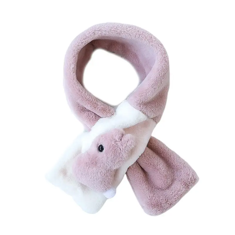 Теплый детский шарф контрастного цвета с плюшевым крестиком и галстуком-бабочкой; шарф с кроликом из мультфильма - Цвет: Flesh Pink-1