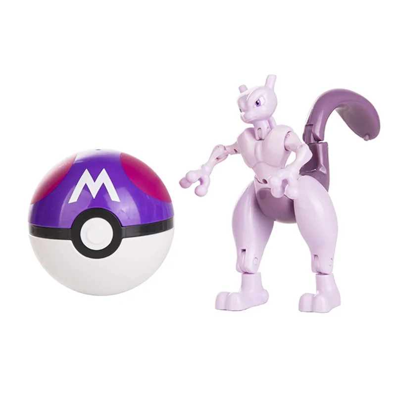 12 Models Pokemon Anime Figure Toy Action Deformation Mewtwo Charizard Pikachu Pocket Monster Pokeball Model Kids Birthday Gift