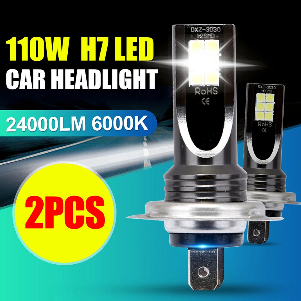 

2PCS H7 6000K 110W 10000Lm Beam Kit LED Fog Light Bulb Day Running Light IP68 LED Car Headlight Conversion Globes Bulbs Headlamp
