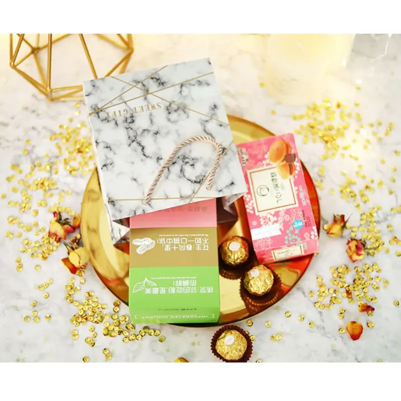 10Pcs Marble Lines Candy Bag Box for Party Table Decoration/Event Party Bags