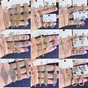 

30 Pairs/lot luxury fashion women crystal style earring lot top quality zircon women wedding earring wholesale 201102-68