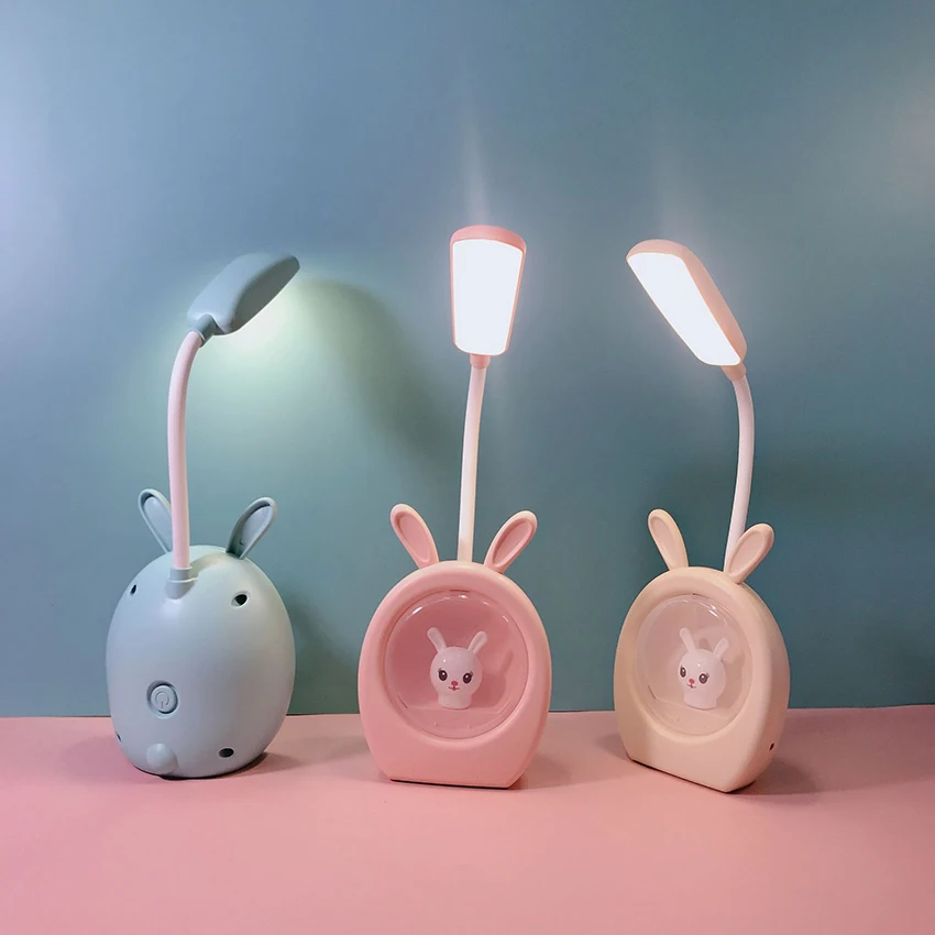 

Desk Lamp for Kids, Cartoon LED Charging Table Lamp Eye Protection Small Desk Color Changing & White Light for Reading, Office