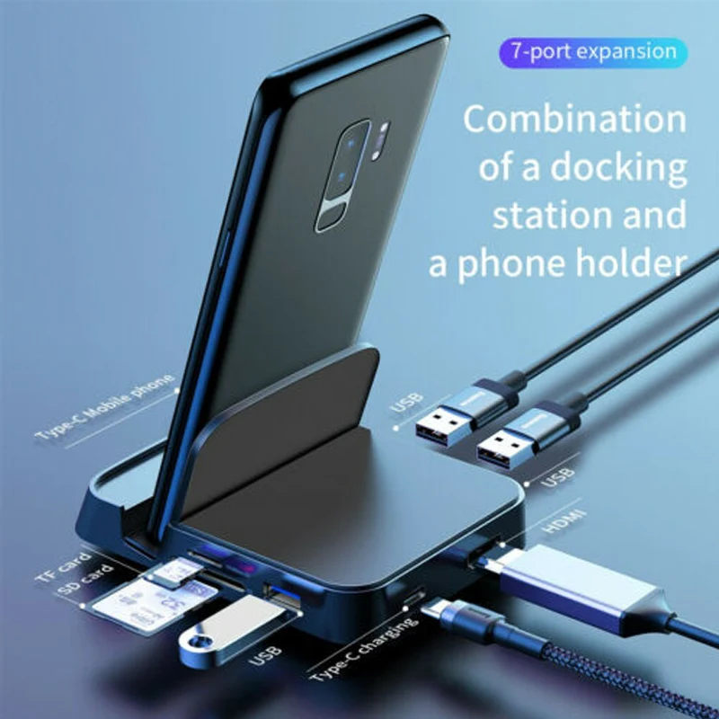 

2019 Hot Type C to HDMI Station Charging Dock SD TF Extension Hub for MacBook Samsung For DOY