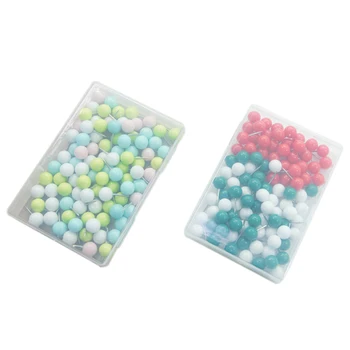 

200Pcs Colored Round Thumbtack Head Map Tacks Push Pins Tationery Thumb Tacks Corkboard Bulletin Board Binding Accessories