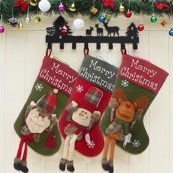 

Fowecelt Christmas Stockings Decor Ornaments For Home New Year Goods Gifts For Kids Santa Claus Christmas Tree Socks Fireplace