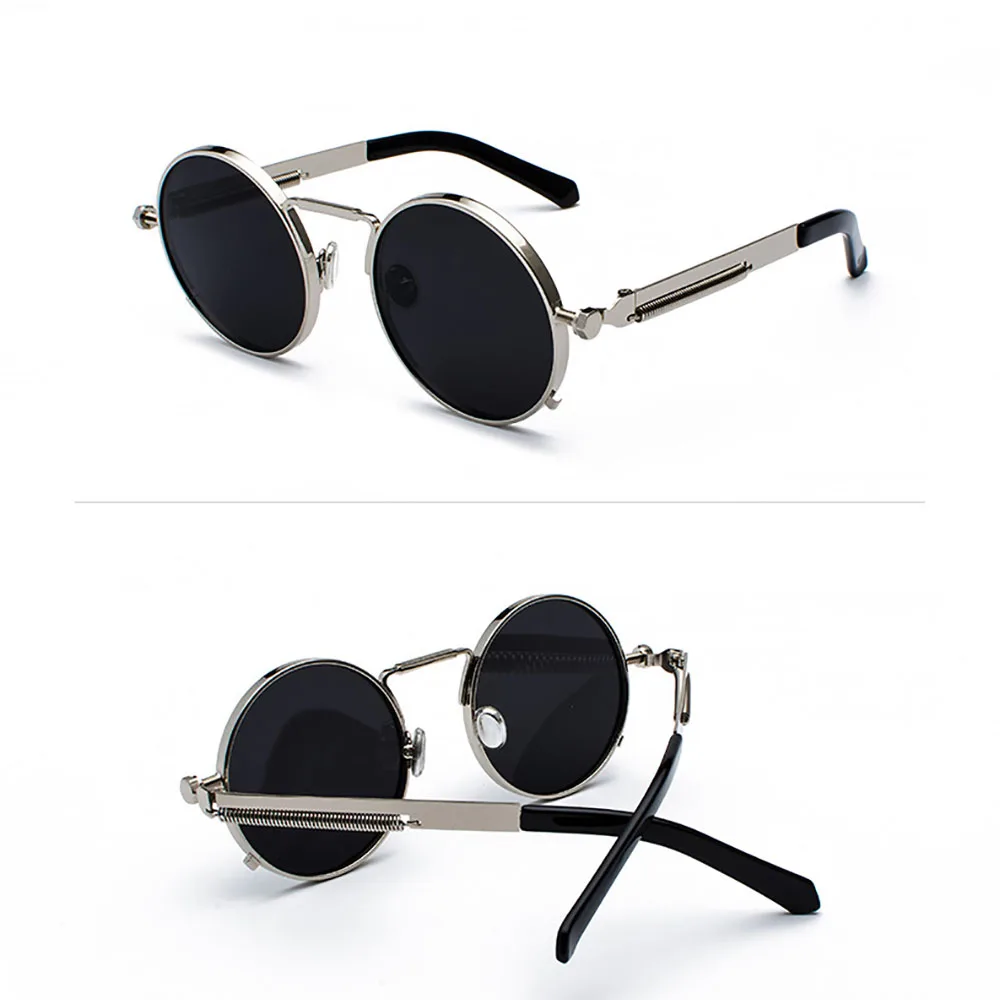 Поляризованные солнцезащитные очки в стиле стимпанк круглые металлические