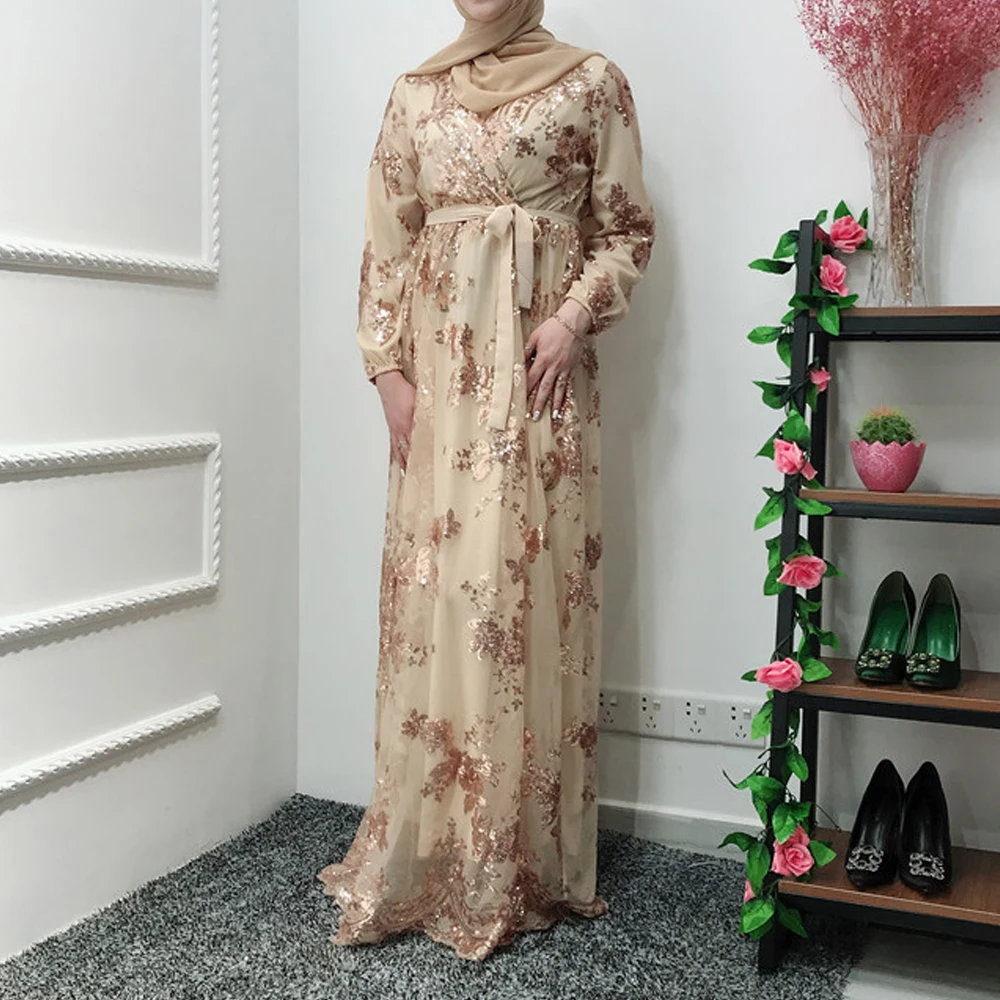 Вечернее платье с блестками abaya Турция элегантное женское вечернее платье мусульманский хиджаб платье Абая для женщин Caftan Кафтан Марокко Оман одеяние мусульмане Longue мусульманская одежда платья