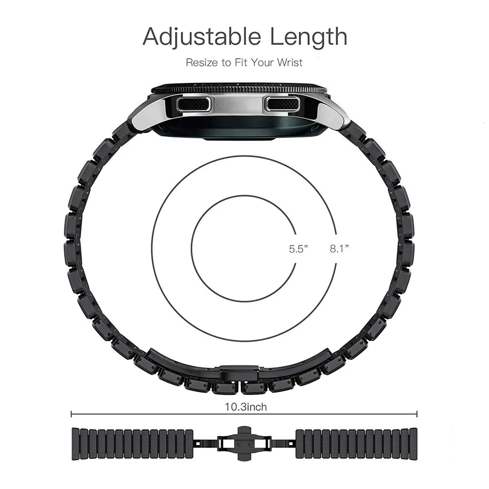 22 мм ремешок для часов для huawei Watch GT 2 42 мм 46 мм металлическая пряжка-бабочка ремешок для Xiaomi Huami Amazfit Bip 20 мм