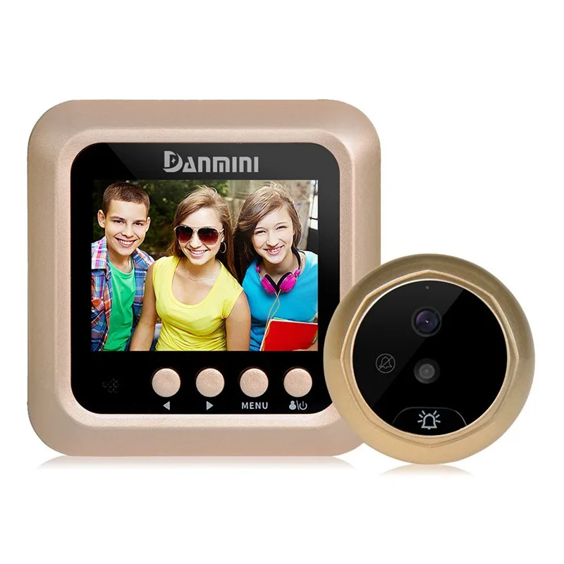 Новинка-Danmini W5 2,4 дюймовый цифровой цветной экран для безопасности двери не беспокоить глазок 2 МП Поддержка Макс 32G TF карта - Цвет: Gold