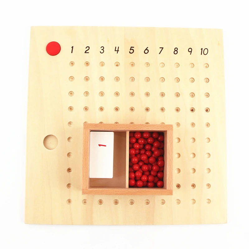 몬테소리 교육 완구 곱셈 부문 목재 보드 수학 자료 3  6 년 동안 어린이를위한 수학 학습 도구