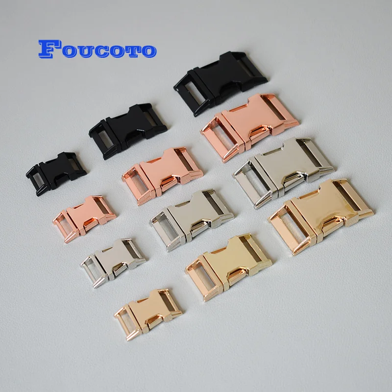 

100pcs/lot 15mm 20mm 25mm 30mm Metal hardware side release belt buckles for dog cat collar clip buckles DIY sewing accessories