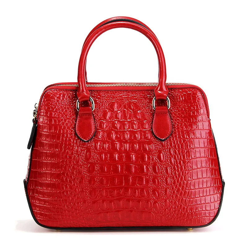 Новая Мода Аллигатор женские сумки для сумок Корова из натуральной кожи женские сумки на плечо Женская Девушка брендовая роскошная сумка через плечо - Цвет: Красный