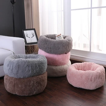 

Puppy Pet Cat Dog Soft Warm Nest Kennel Bed Cave Soft Plush Round Pet Bed For Cats Or Small Dogs Cat Bed House With Pillow