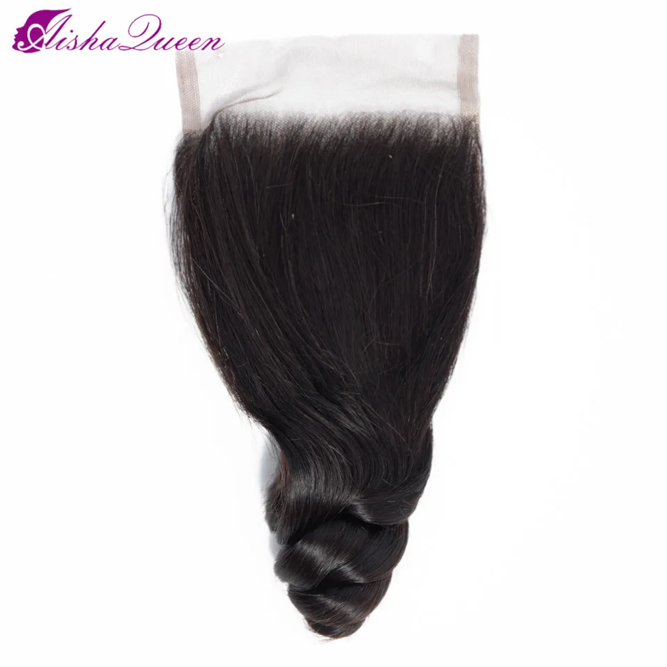 «Холодное сердце» Aisha/queen hair бразильский свободная волна 8-2" человеческие волосы закрытие 4x4 средняя соотношение /средний-Реми естественная Цвет