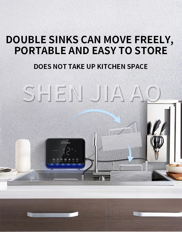 Ultrasonic Dishwasher Home Water Tank InstallationFree Fruit Vegetable