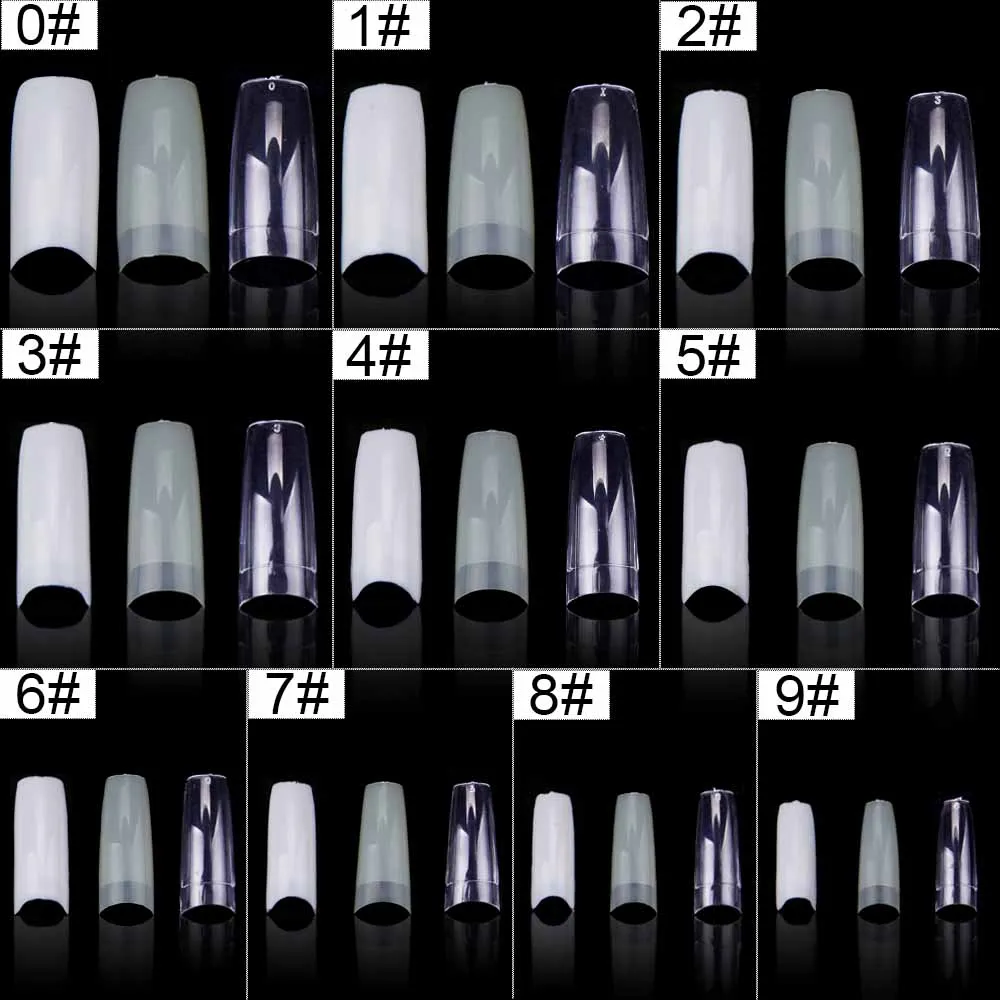 Nail Capsules Artificial Nail Tips Full Cover Nails Tips Acrylic Transparent Capsules French Manicure False 500pcs/Box Fake Nails