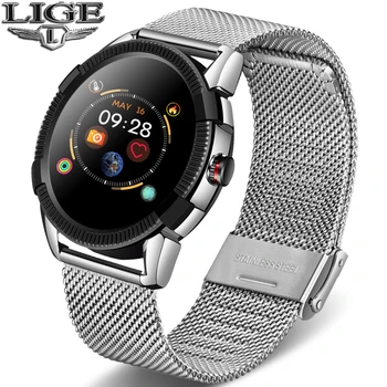 

LIGE 2019 New Smart Watch Men and Women Waterproof Fitness Tracker Heart Rate Sphygmomanometer for Android iOS SmartWatch + Box