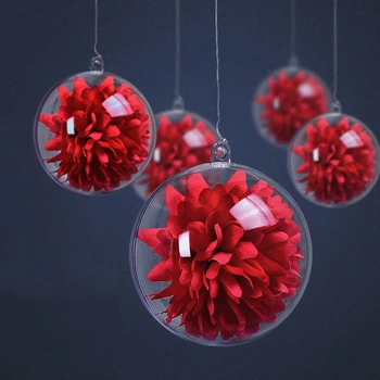 

8PCS Christmas Decoration Clear Plastic Baubles Wedding Bar Decoration Christmas Baubles Sphere Fillable Xmas Tree Ornament