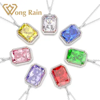 

Wong Rain 100% 925 Sterling Silver Created Moissanite Emerald Citrine Gemstone Wedding Pendent Necklace Fine Jewelry Wholesale