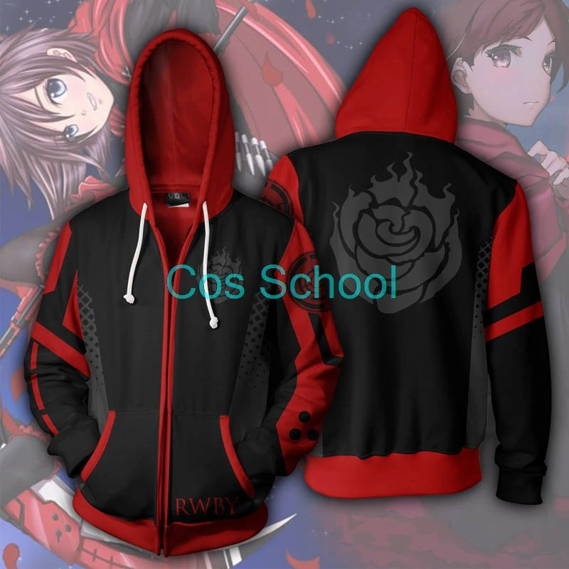Cos School Аниме Косплей RWBY толстовки Ruby Rose Crescent Rose Weiss schnee пальто с капюшоном Мужские и женские костюмы на Хэллоуин - Цвет: A