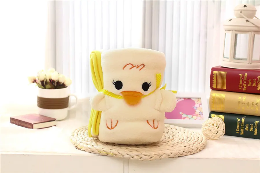 Мультяшная панда маленькая Желтая утка розовый кролик слон кошка Коралловое Флисовое одеяло кондиционер одеяло Складной ковер