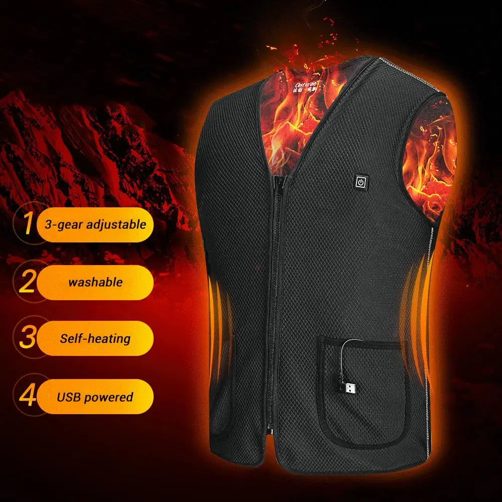 New Motorcycle Jacket Men Autumn Winter USB Infrared Heating Vest Jacket Moto Electric Thermal Motorbike Riding Jacket