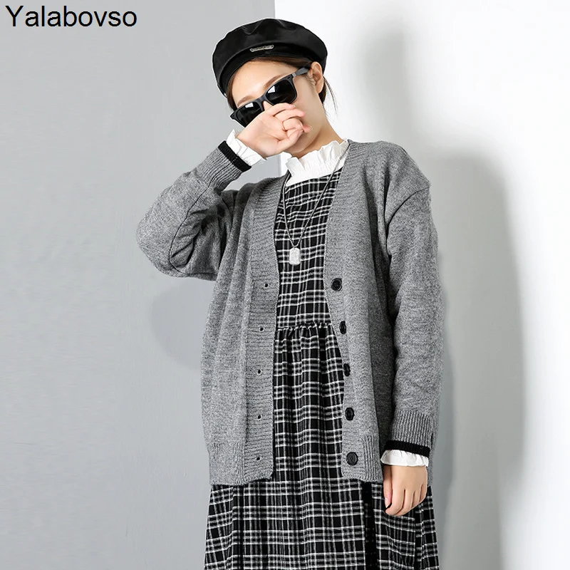 

2020 Winter New Cardigan Solid Color Sweater Fashion Brand Women's Gray Black Large Elastic Long Sleeve Coat Cardian
