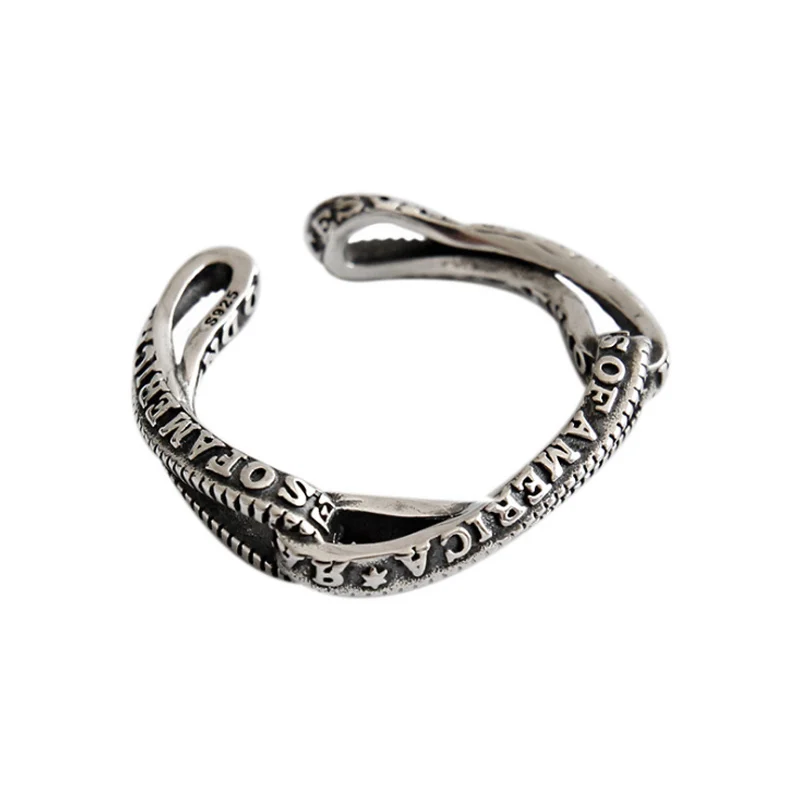 F.I.N.S персонализированные женские модные кольца S925 Серебряные кольца для женщин Ретро английские слова вино витое женское кольцо в стиле панк; бижутерия - Цвет основного камня: Silver