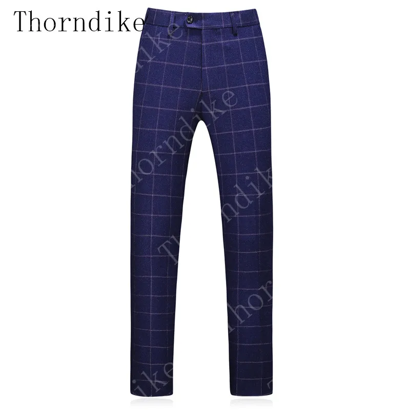 Thorndike Новое поступление модный мужской повседневный бутик бизнес смокинг на одной пуговице мужской Клетчатый тонкий костюм блейзеры жилет брюки