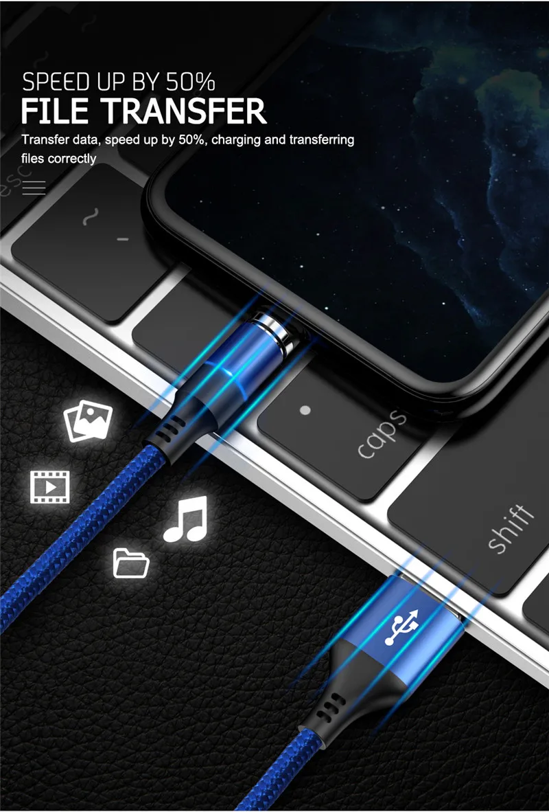 Магнитное зарядное устройство Micro usb type C кабель для iphone X 7 samsung S9 huawei P20 происхождения Быстрая зарядка магнит Android телефон шнур данных