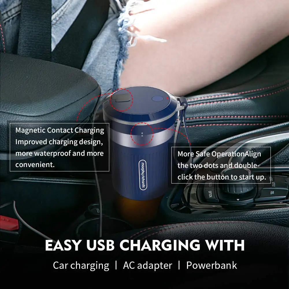 Morphy Richards, портативный блендер, миксер для фруктового сока, USB, для смузи, 10 унций, домашняя, для улицы, для путешествий, соковыжималка, перезаряжаемая, мини, BPA, бесплатно