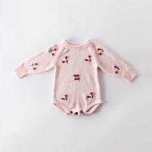 Peleles de punto para bebé, monos de punto para niña, monos bonitos de cereza, ropa para niño superventas