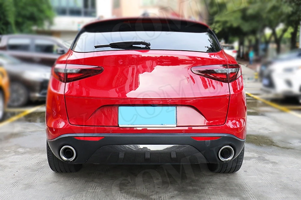 Рассеиватель задней губы из углеродного волокна для Alfa Romeo Stelvio ABS плавники Акула Стиль бампер крышка автомобильный Стайлинг