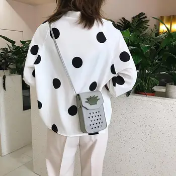

PU Women Girls Shoulder Bags Mini Cute Fruit Hollow Phone Bag Square Crossbody Messenger Bag Classic Texture Purses